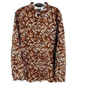 NEW RANK 45 Hopewood Abstract Southwestern Shirt Men's XXL Brown Stretch Landman